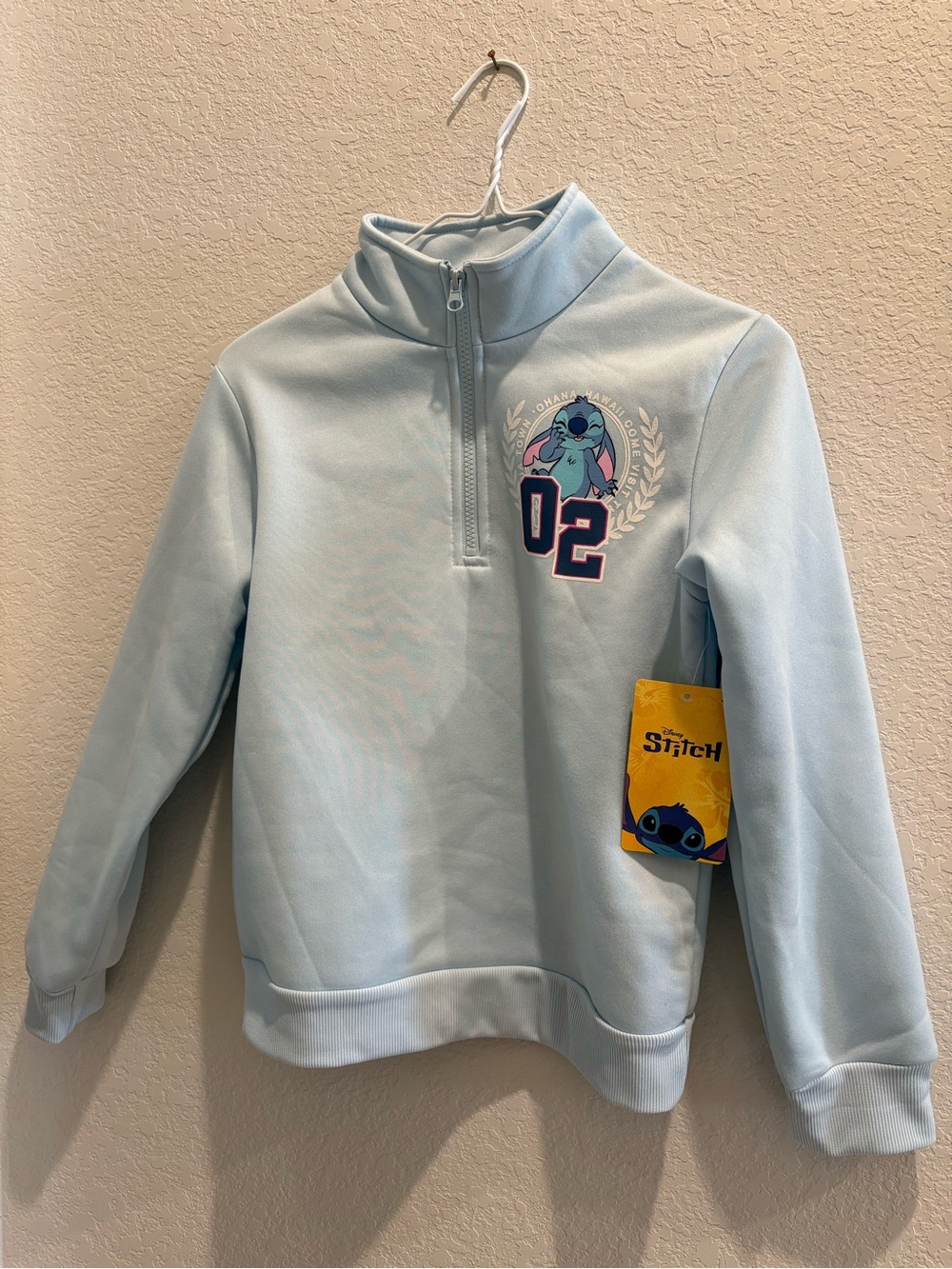 Disney Light Blue Stitch Half-Zip Kids Pullover